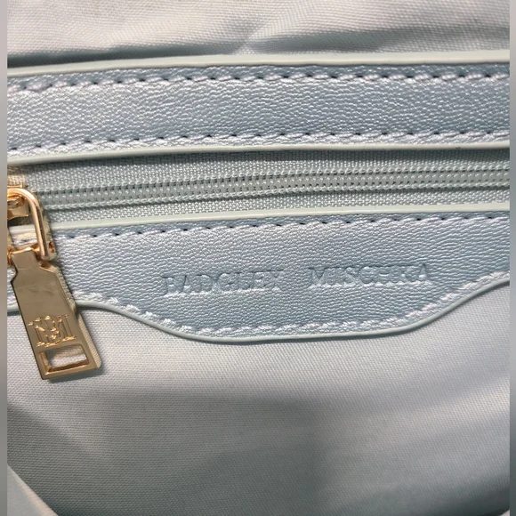 Badgley Mischka Metallic Blue Big Diamond Quilting with Studs Bag NWT